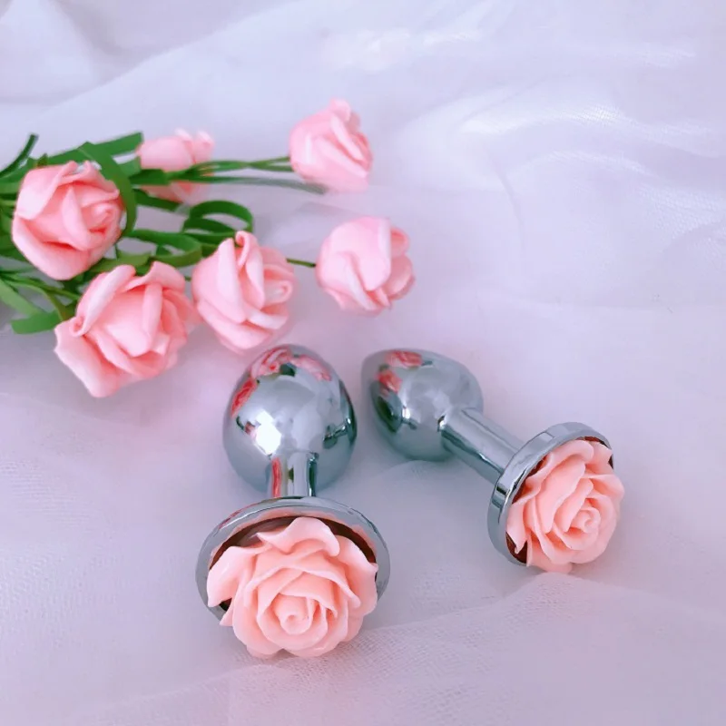 Rose Flower Anal Plug para homens e mulheres, Masturbador, Adult Sex Goods, Stainless Steel Butt Toys, Adults Products