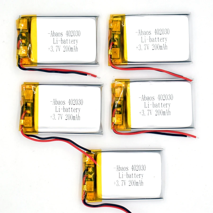 5 PCS 3.7V 200mAh Li-polymer Rechargeable Battery Li-Po ion for MP3 MP4 402030