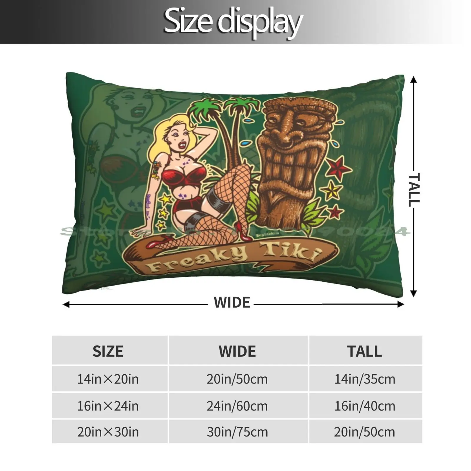 Freaky Tiki Pillow Case 20x30 50*75 Sofa Bedroom Up Tiki Freaky Jungle Kustom Art N Roll Bigdaddyjo Long Rectangle Pillowcover