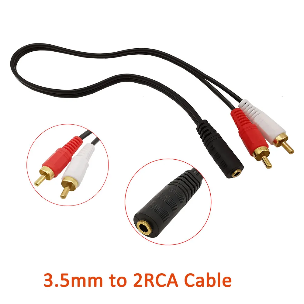 

1Pcs 3.5mm Female To 2x RCA Male Y Splitter Adapter 3.5mm Jack To 2x Plug Stereo Audio Headphone Amplifier Aux Cable Connector