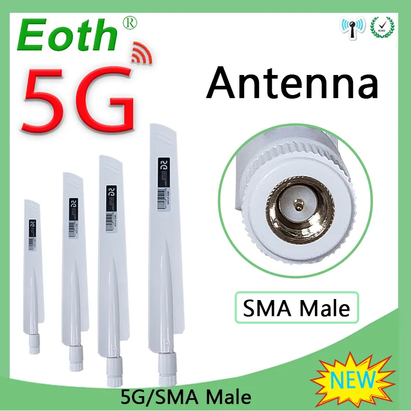 EOTH 5pcs 5g antenna 12dbi sma male wlan wifi 5ghz antene pbx iot module router tp link signal receiver antena high gain