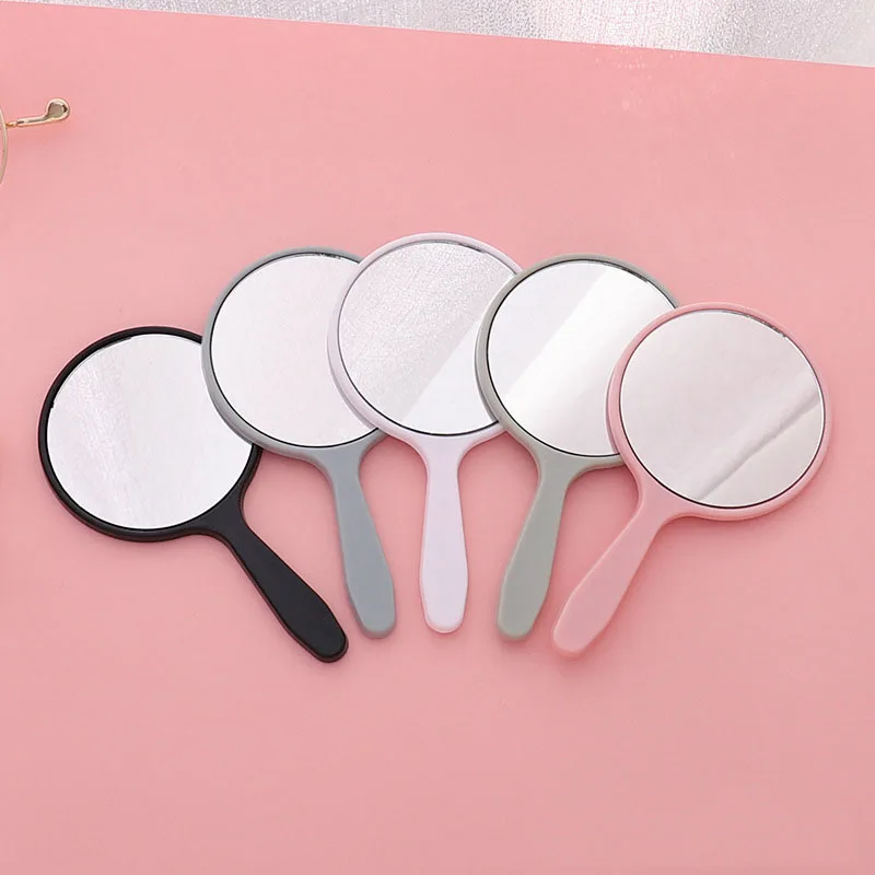 1PC Handheld Makeup Mirror Round Vanity Mirror with Handle Hand Mirror SPA Salon Compact Cute Portable Mirror Small Cosmetic