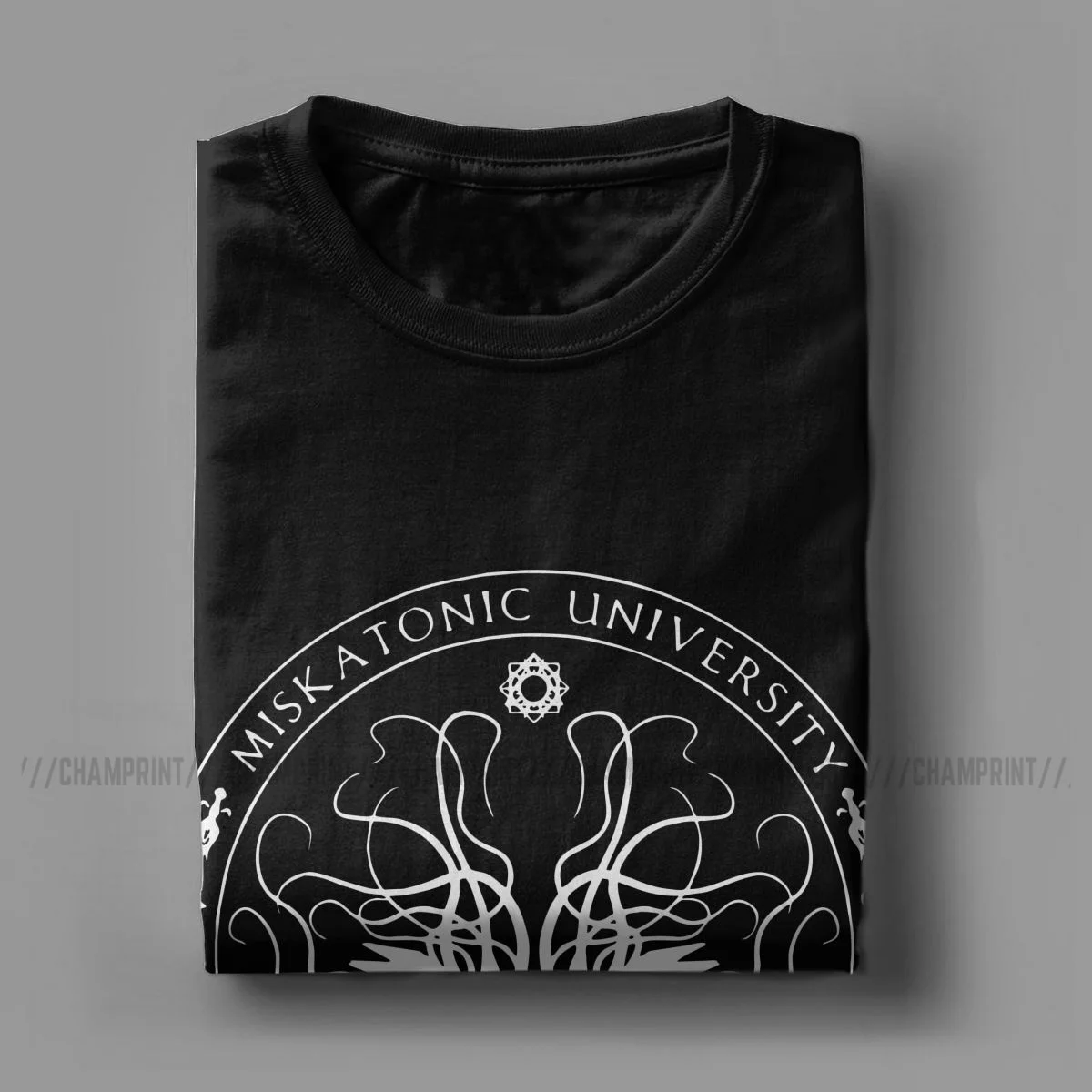 Miskatonic University Sigil Men T Shirts Cthulhu Lovecraft Humor Tees Short Sleeve O Neck T-Shirt 100% Cotton Plus Size Tops