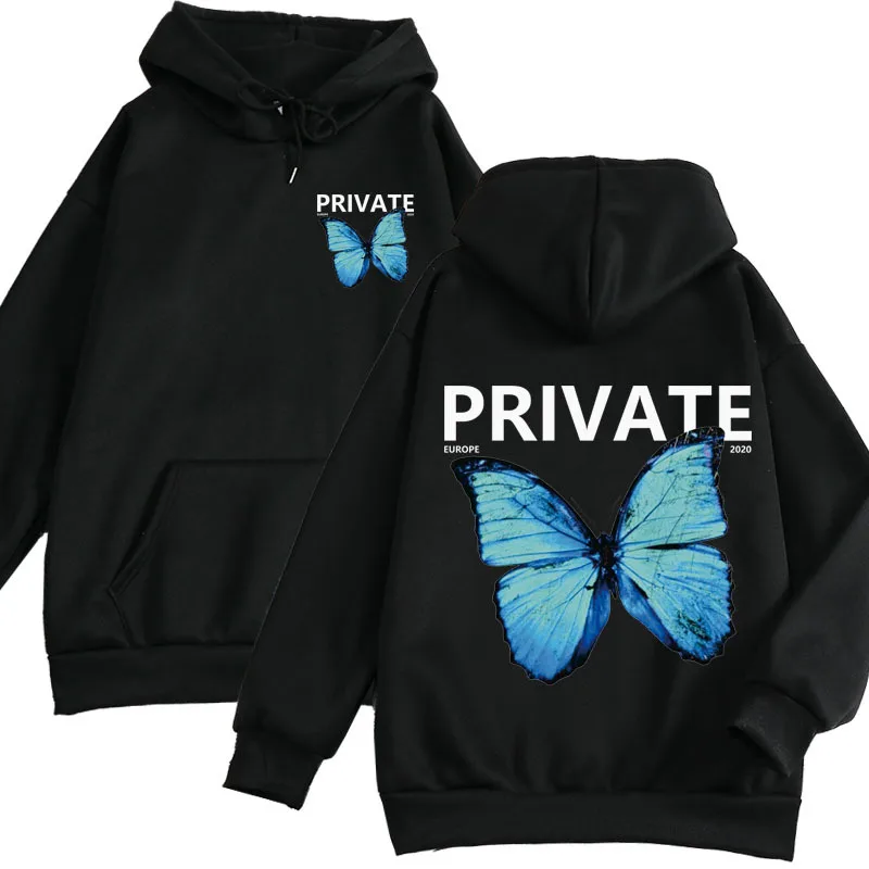 Dark style goth couple hip hop Harajuku Hoodie lover private Sweatshirt butterfly BF Fleece Hoodie Casual paint Pullover Unisex