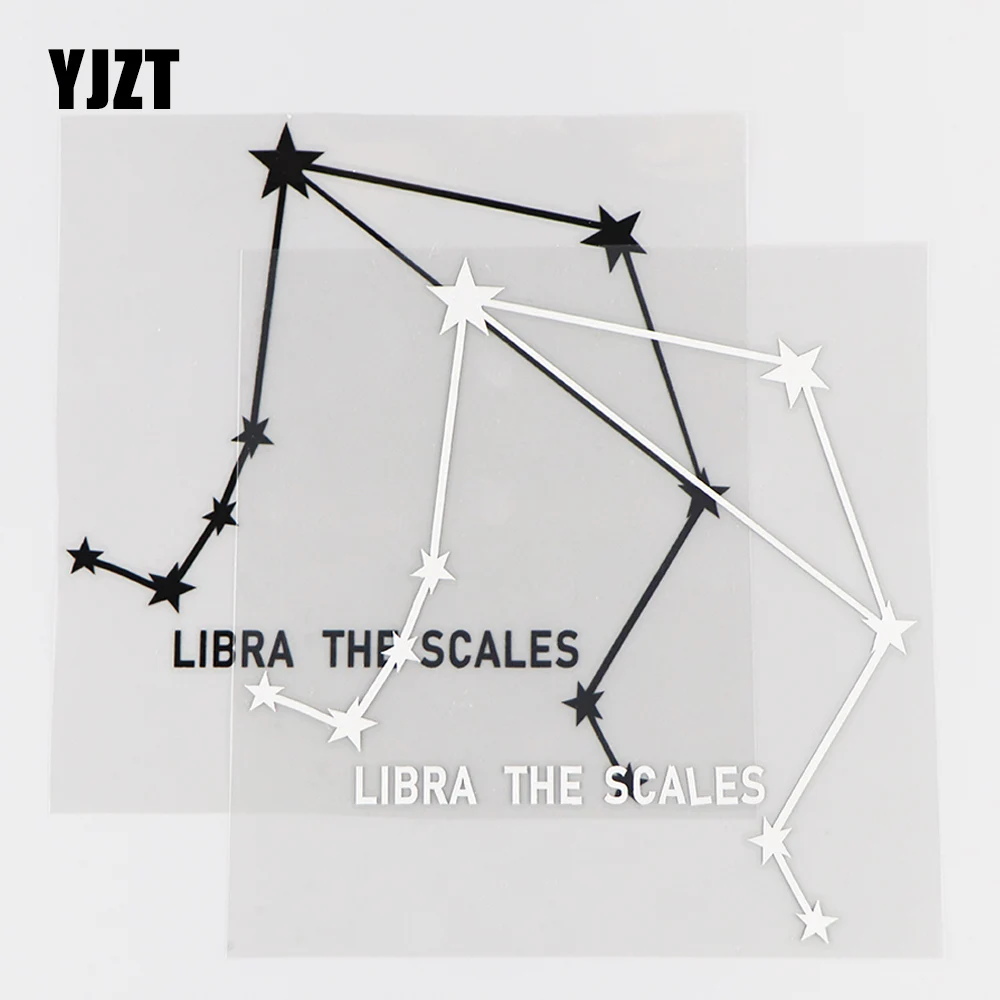 YJZT 13.7×14CM Interesting Stars Car Sticker Vinyl Decals Libra The Scales  Black / Silver 10A-0456