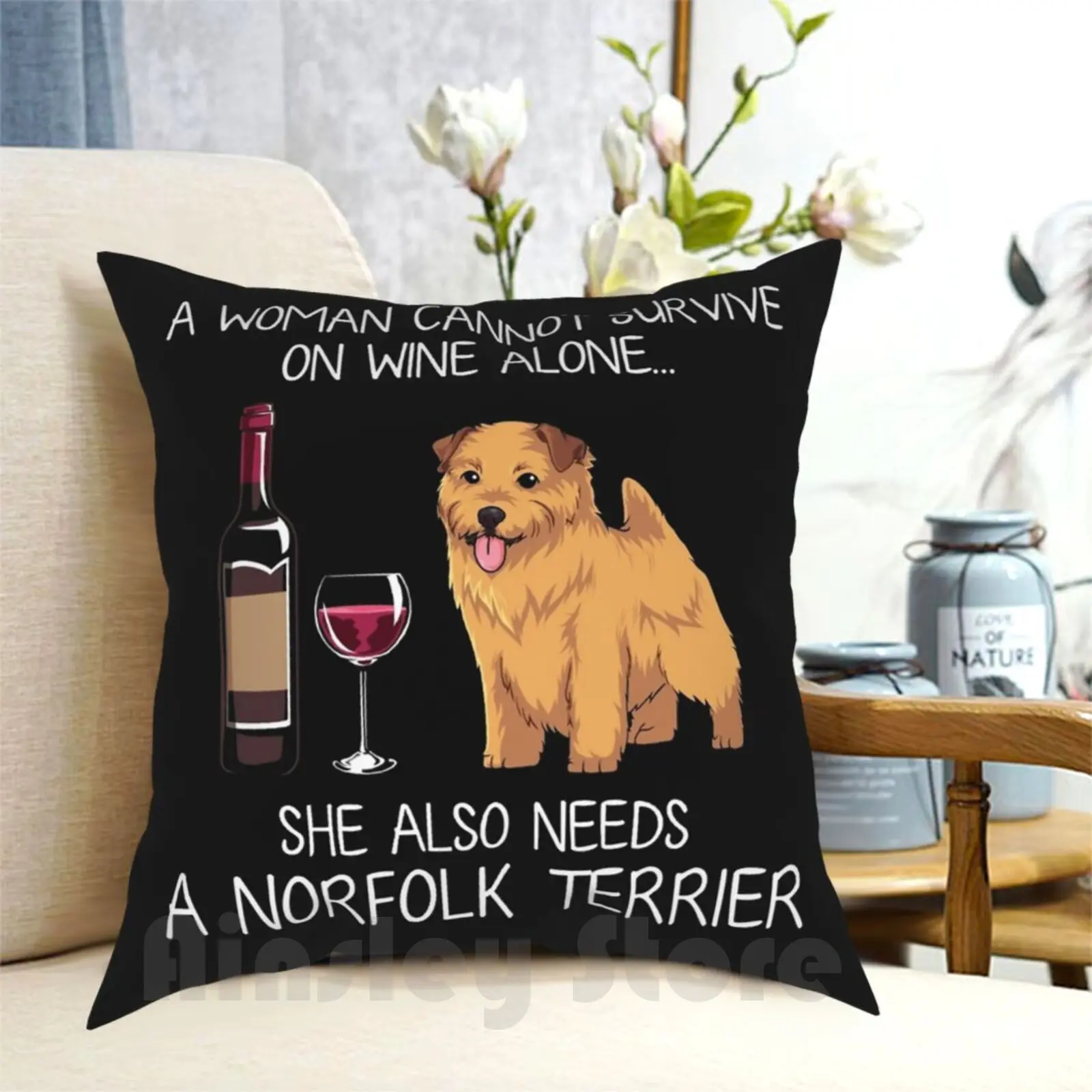 Norfolk Terrier And Wine Funny Dog Pillow Case Printed Home Soft DIY Pillow cover Dog Dog Mom Funny Dog Dog And Wine Doggy