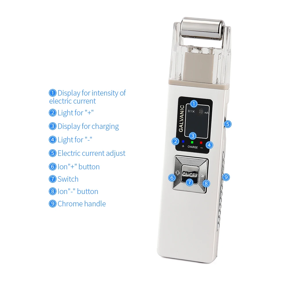 Galvanic Microcurrent Facial Skin Firming Whiting Machine Iontophoresis Acne Pore Blackhead Removal Massager Skin Care Therapy