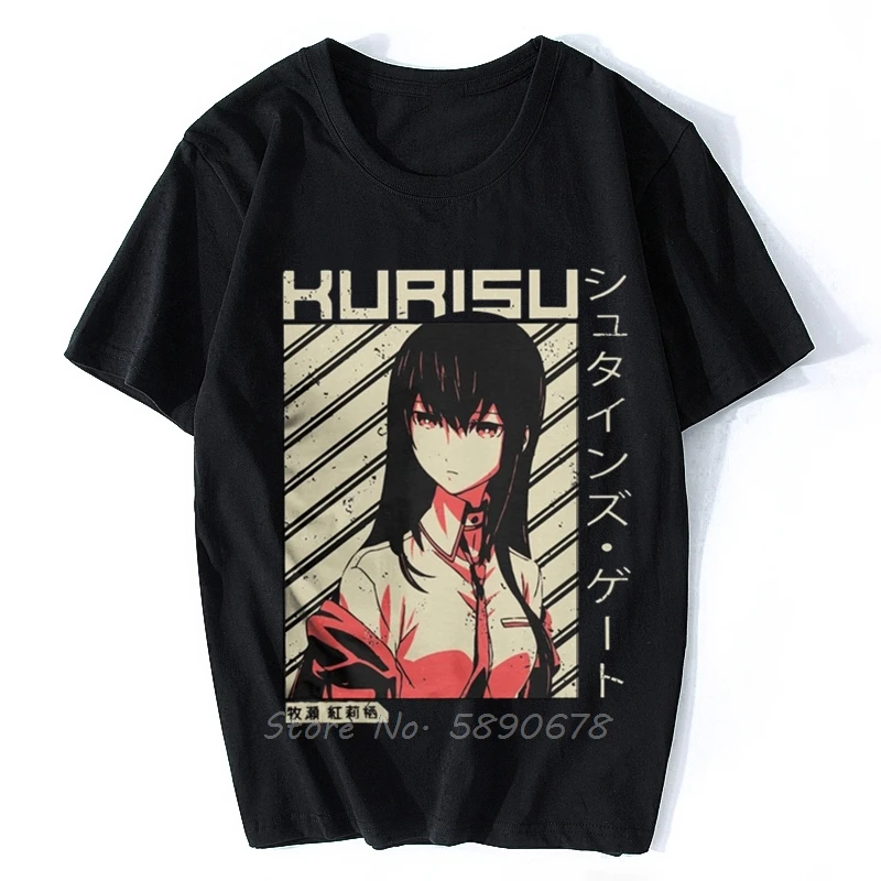 Steins Gate 0 Makise Kurisu Anime T-Shirt Men Crazy Cotton Tees Harajuku Short Sleeve T Shirt Summer Clothing