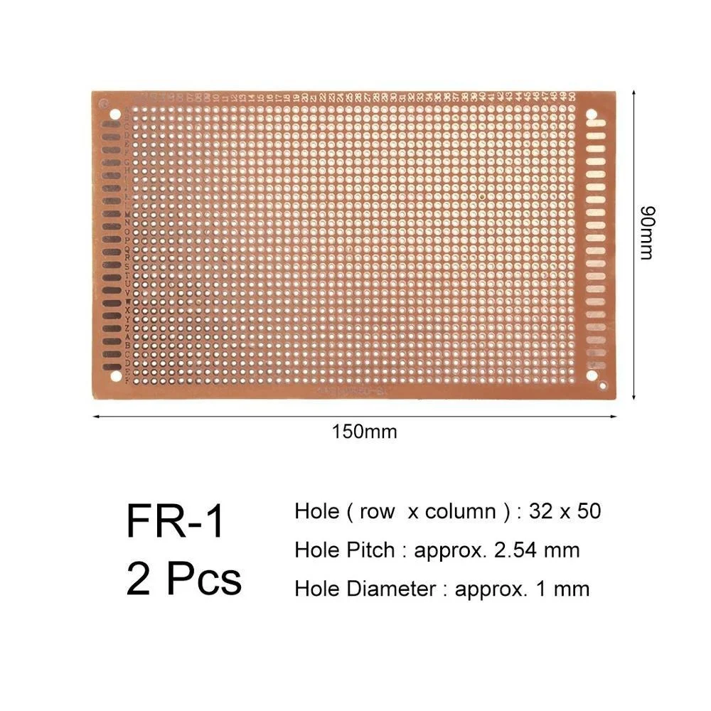 9x15cm Einseitig Universal Papier Printed Circuit Board für DIY Löten Braun 2 stücke