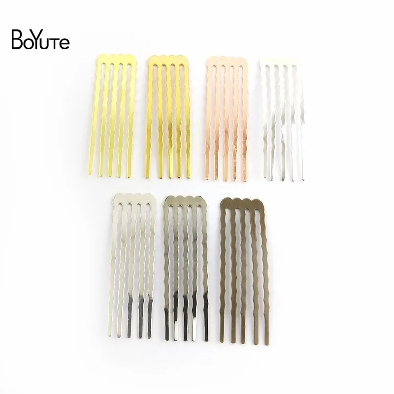 BoYuTe (20 Pieces/Lot) 50MM Height 5/10/13 Teeth Metal Brass Hair Comb Materials Diy Handmade Hair Accessories