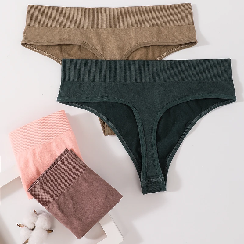 1 Stück/2 Stück Damen High-Waist Slips, Tanga mit hohem Beinausschnitt, Damen Alltags- und Fitness-Unterwäsche, Nahtlose Unterhosen M-XL – Detail 3