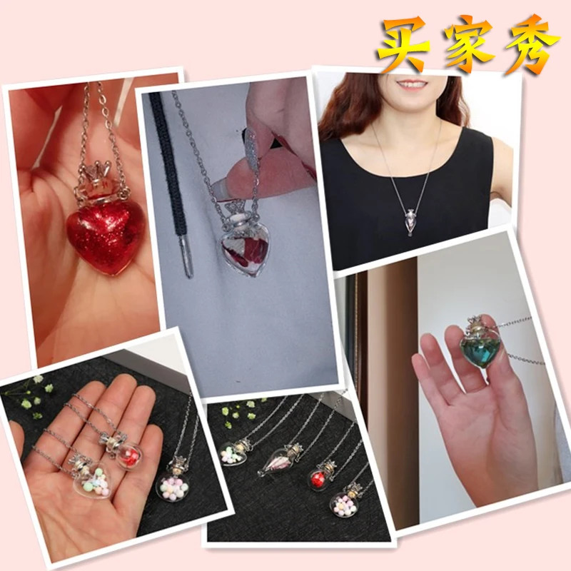 1PC Glass Heart Vial Cremation Pendant Necklace Ash Case Holder Keepsake Necklace Memorial Jewelry Urn Necklace for Ash