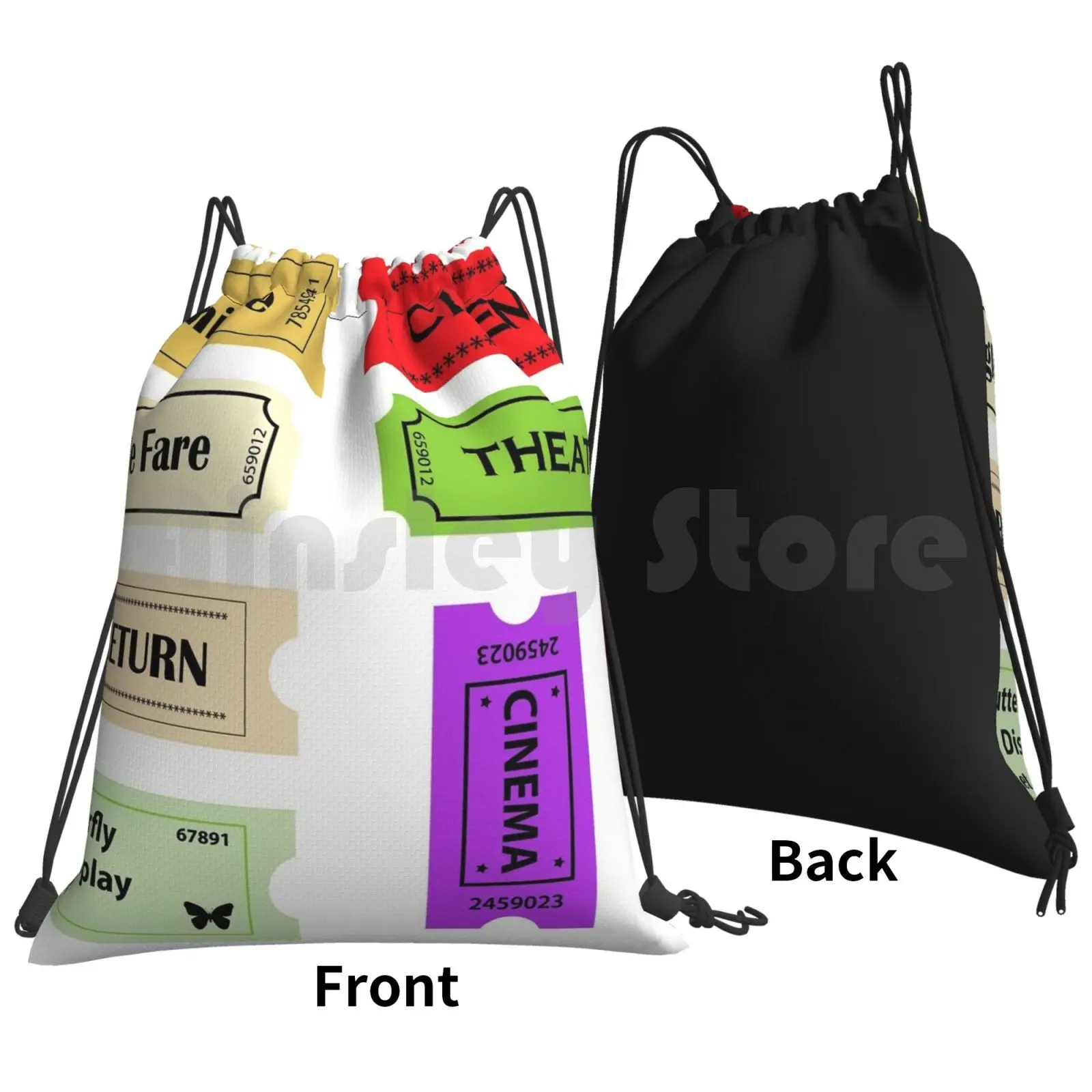 Display Entry Ticket Cinema , Single Fare Backpack Drawstring Bags Gym Bag Waterproof Cinema Movies Music Ticket Nice