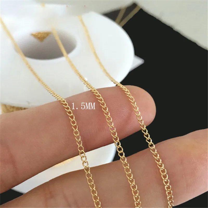 Echte 14K Gold Filled Curb-Kette 1MM/1.2MM/1.5MM Halskette Goldschmuck Minimalistische Gold Filled Kette DIY Schmuck – Detail 11