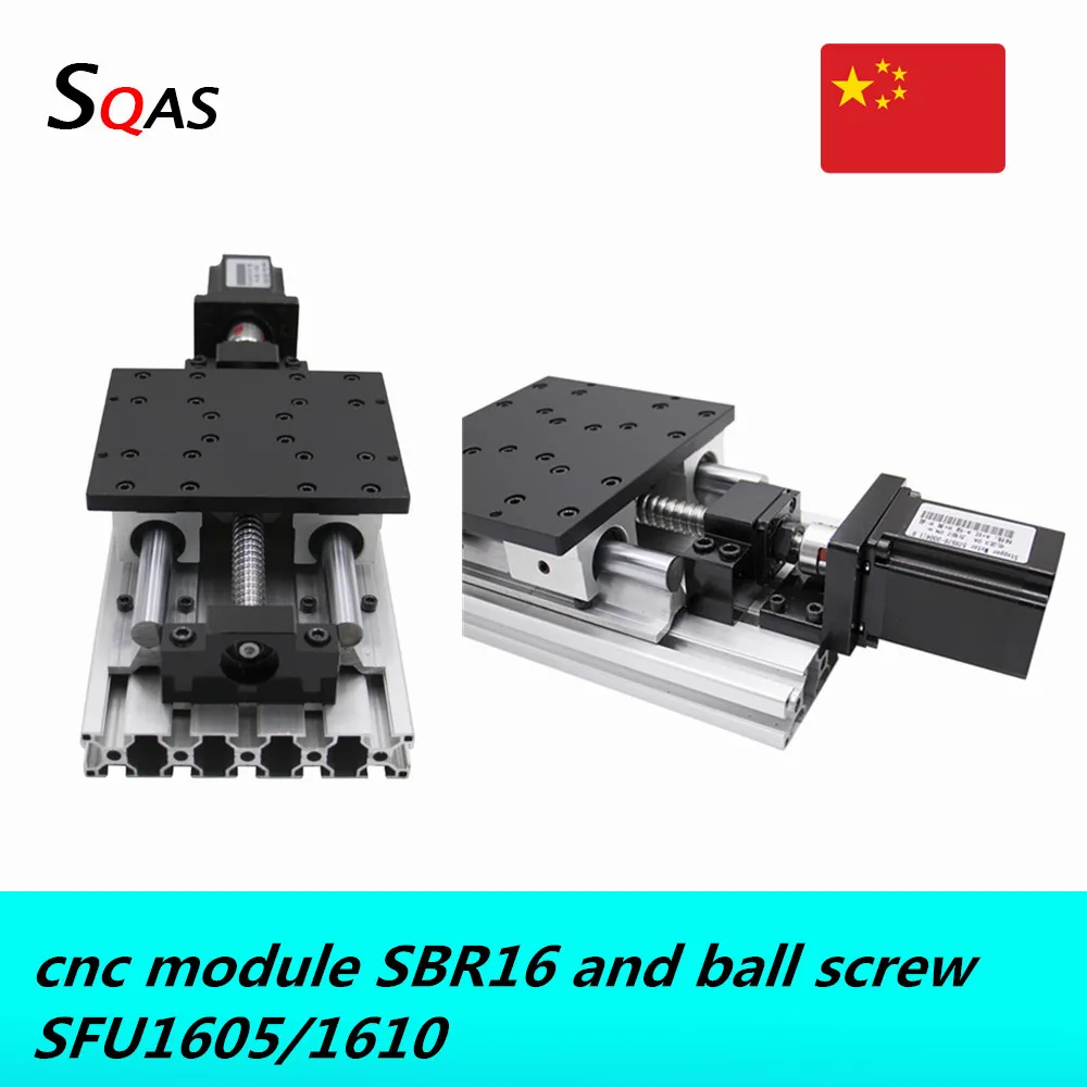 deslize o modulo linear stage para stepper motor bola parafuso guia linear eixo z sfu1605 1610 sbr16 nema23 nema34 01