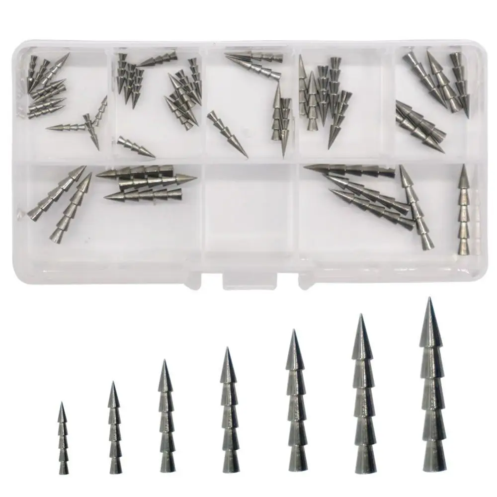 45Pcs/Box Fishing Tungsten Nail Weights Sinker Pagoda Sinker Wacky Bullet Flipping Sinker Worm Insert Fishing Weight