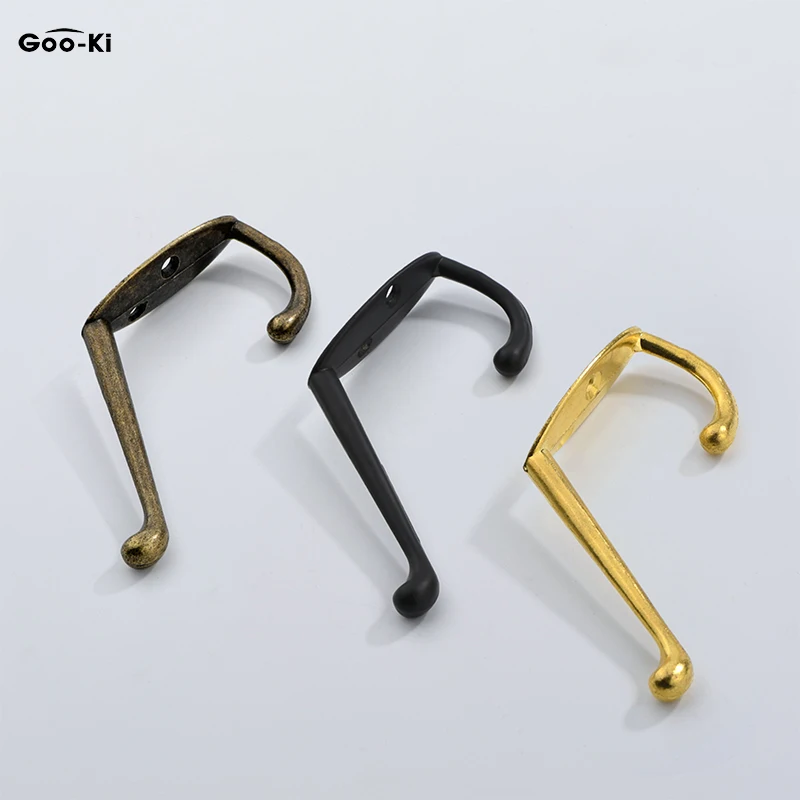 

10 PCS Goo-Ki Antique Zinc Alloy Hook Clothes Hook Hanging Cabinet Hook Bronze Household Cabinet Hardware