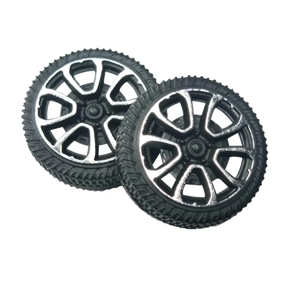 10Pcs 30mmx9mm Plastic Wheel 2mm Dia Shaft Hole Miniature Tire Tyres, Build Parts for DIY Model Car Toys, Science Project Robot