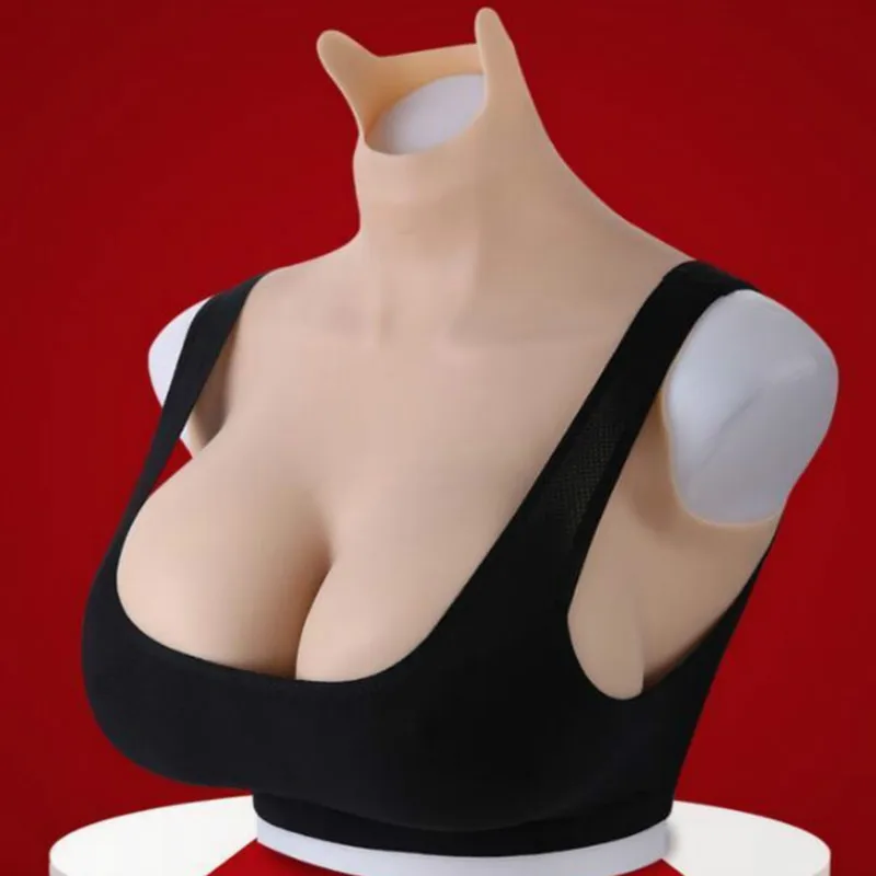 2020 Silicone Breast Forms Artificial Soft Fake Boobs BodyTight Suit G CupTriangle Suit for Crossdresser Transvestite Drag Queen