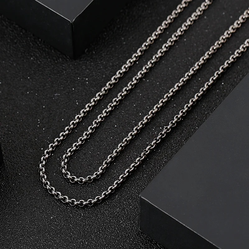 KALEN 316L Stainless Steel Oxidized Chain Necklace For Men 60cm 66cm 76cm Long Chain Choker Male Jewellry 2020