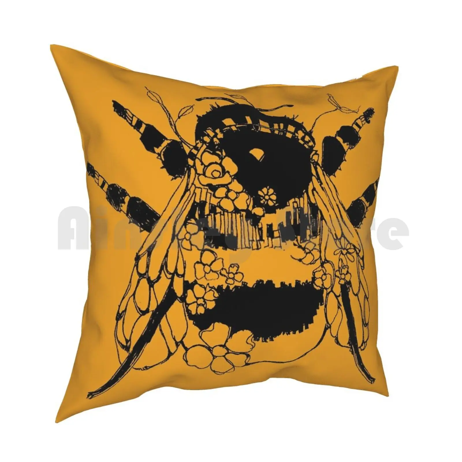 Bumblebee Pillow Case Printed Home Soft Throw Pillow Artkimeemac Bumblebee Bee Bees Honey Bee Orange Bumble Bee Save The