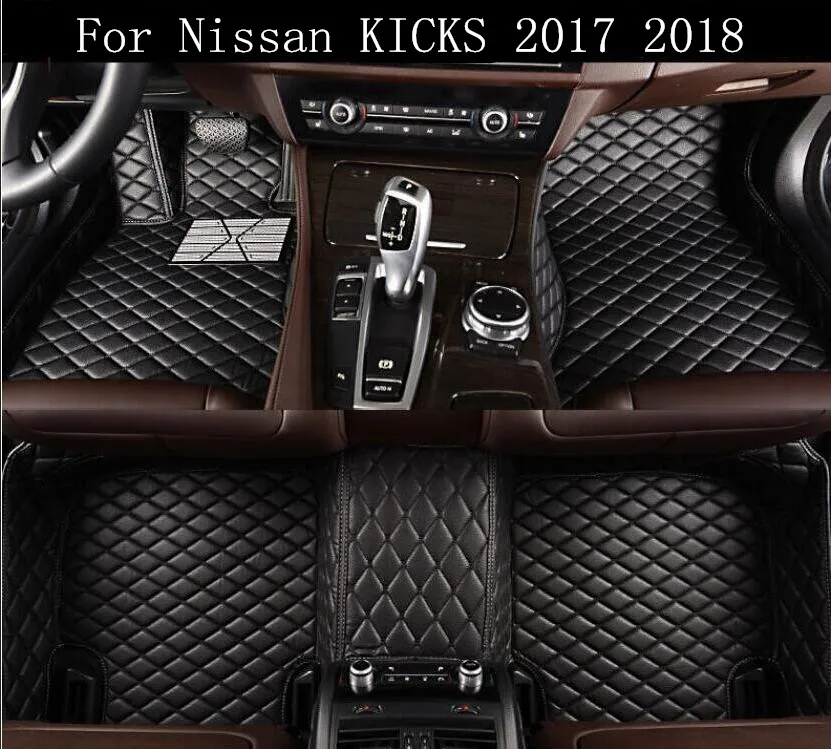 Car 3D Luxury Leather Car Floor Mats Fits For Nissan KICKS 2017 2018 EMS Free shipping