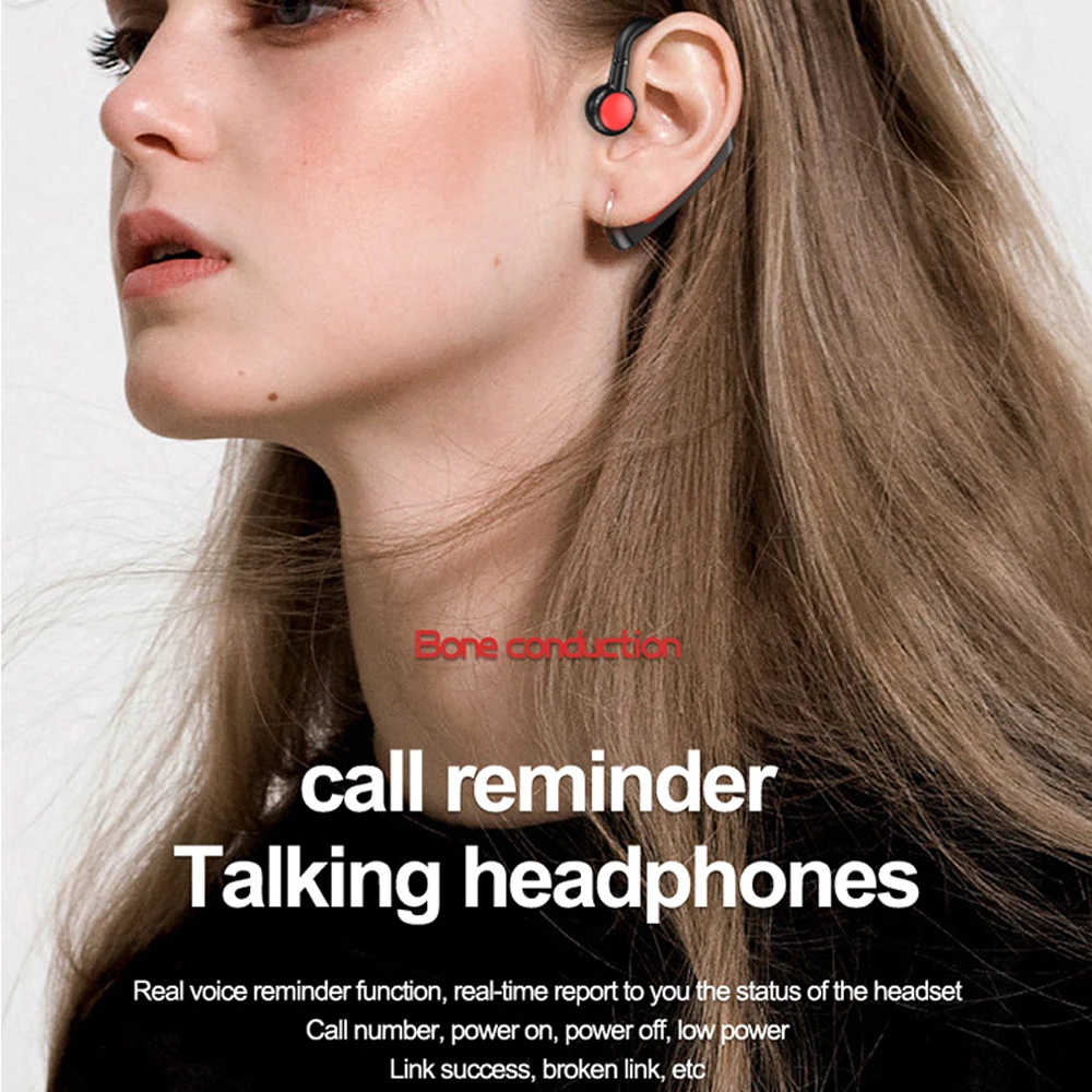 Наушники AIKSWE с костной проводимостью, гарнитура с ушным крючком, беспроводные наушники IPX5, водонепроницаемые, с микрофоном, совместимы с Bluetooth