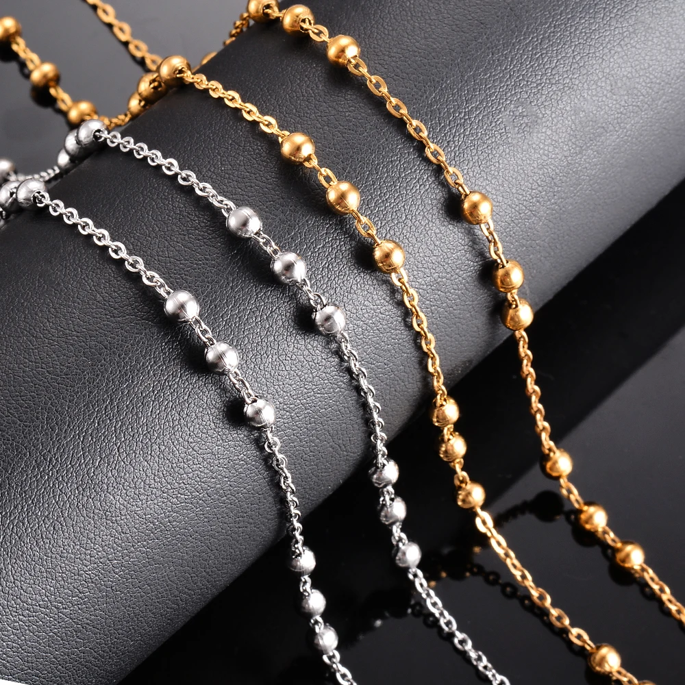Großhandel 1m/Stück Edelstahl Perlenkette Gliederkette DIY Halsketten Armband Fußkettchen Schmuckherstellung Zubehör – Detail 4
