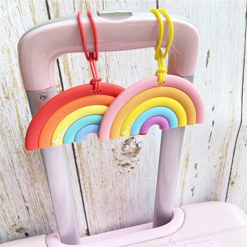 Newest Travel Accessories  Cute Rainbow Luggage Tag Silica Gel Suitcase ID Address Holder Baggage Boarding Tag Portable Label