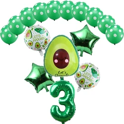 Globo de papel de aluminio con forma de aguacate verde, decoración para fiesta de frutas, Festival de comida, Globos de cumpleaños para niños, 16 Uds.