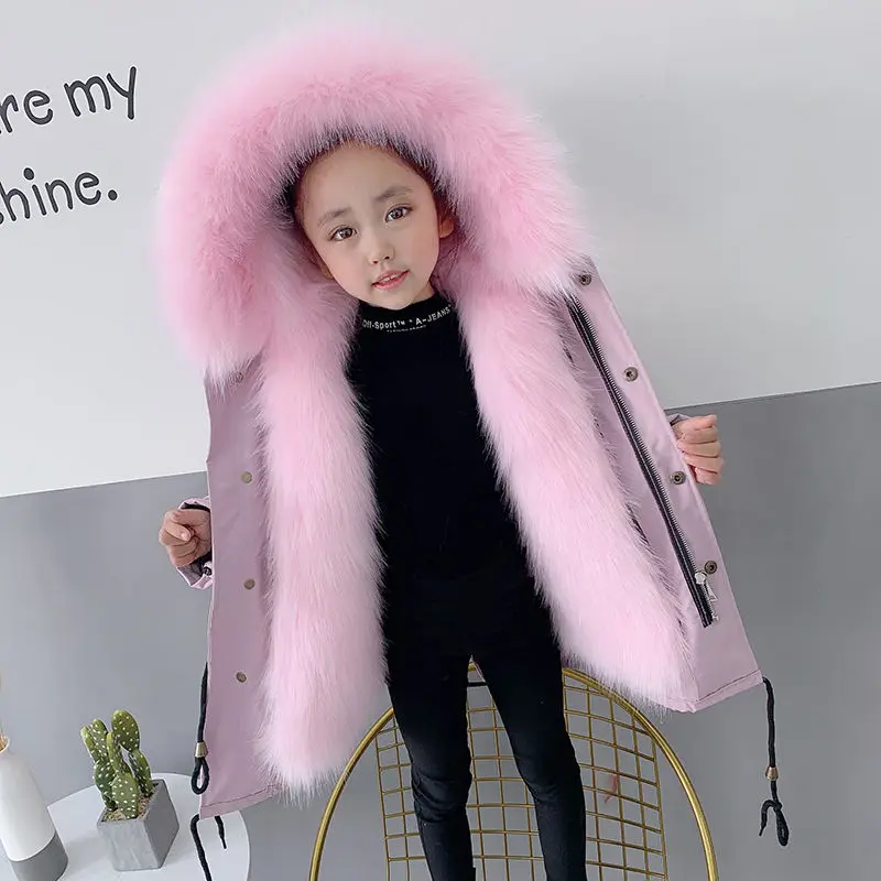 

Children's Parka For Girl 2020 Winter Thick Warm Girls Faux Fur Coat Kids Boys Fashion Coat Clothes Teenage Snowsuit Jacket W873