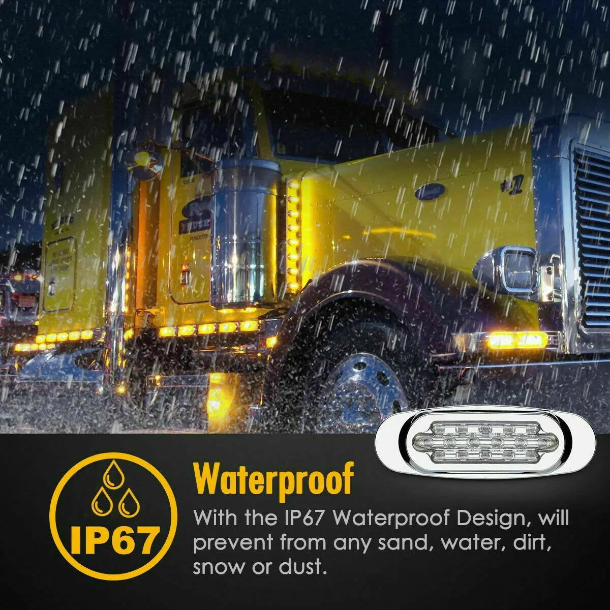 4pcs 16 LED Side Marker Lights for Freightliner Peterbilt Truck Cab Sleeper DC12V Truck Trailer Lorry Warning Fog Light Bar