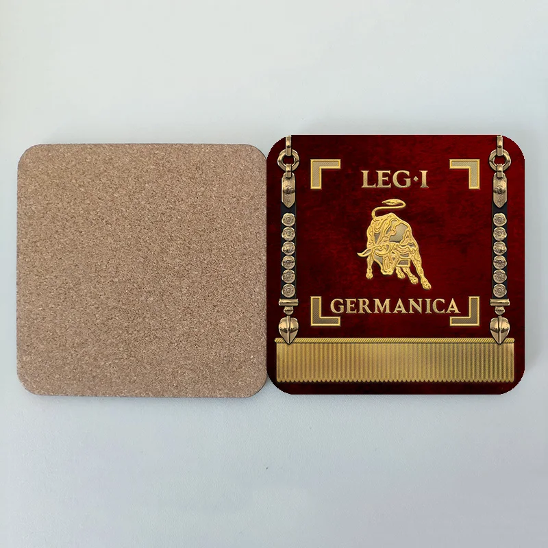 8 pcs Roman legionary emblem wooden coffee cup pad Party sign Student Union Brotherhood beer Mark coaster decorative tea mat S2