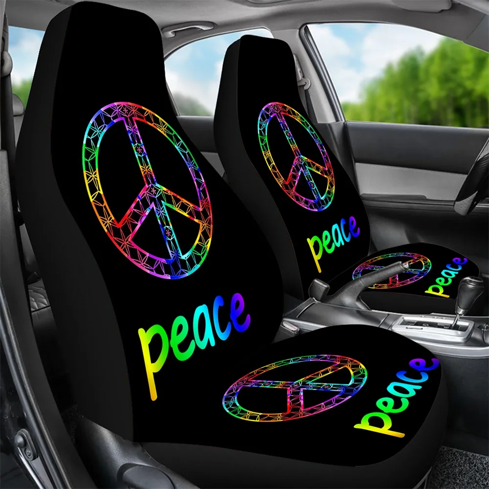 Peace Mandala Pattern Auto Seat Cover Car Interior Decor Sheet for Seat/Place/Pew Colorful Geometry SUV Seat Case