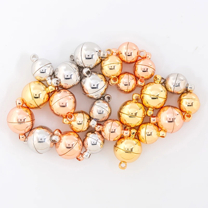 Fivelas redondas do ímã de cobre, 2 peças, espaçador de contas para colar, pulseiras, conectores, componentes de joias, acessórios de fabricação diy