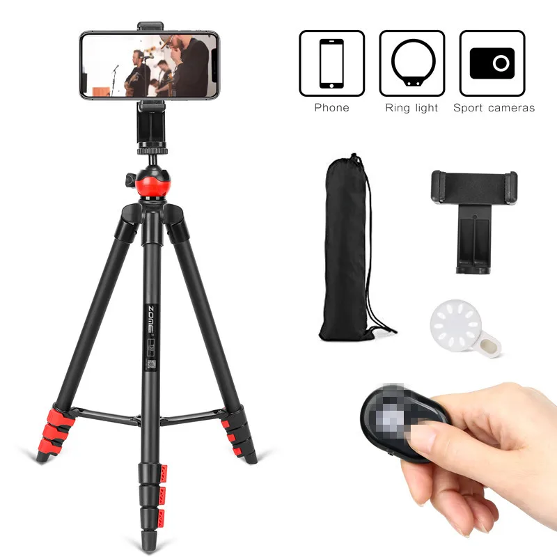 

ZOMEI T60 Lightweight Tripod Professional Bluetooth Remote Control Tripode Stand with Phone Holder for Camera Gopro Smartphone