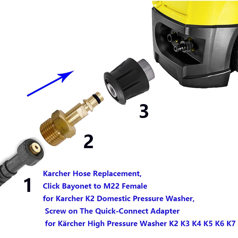 เครื่องฉีดน้ําแรงดันสูงอะแดปเตอร์ท่อ M22 ท่อแรงดันสูง Quick Connector Converter สําหรับ Karcher K-series เครื่องฉีดน้ําแรงดันสูง