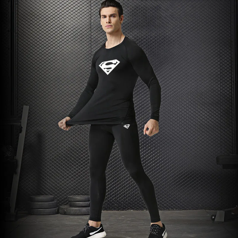 Running Sports Compression T-shirt Pants Suit Men\'s Jogging Suit Sportswear Suit Gym Fitness Training Leggings Sportswear