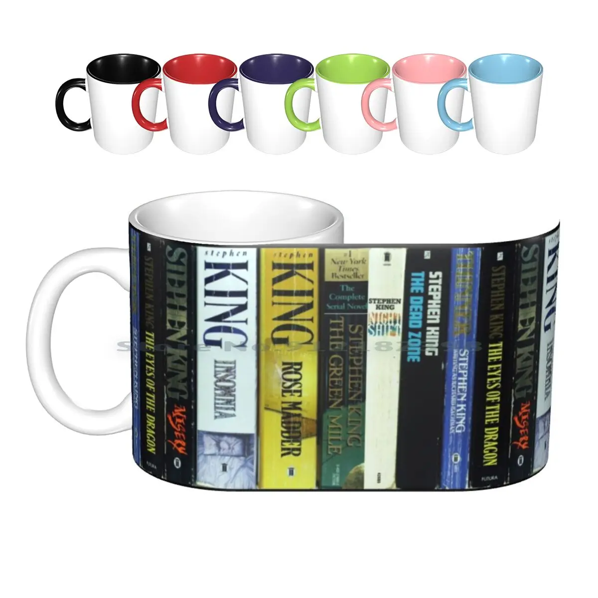 Stephen King Pb3 Ceramic Mugs Coffee Cups Milk Tea Mug Stephen King Books Spines Titles Creative Trending Vintage Gift Bottle