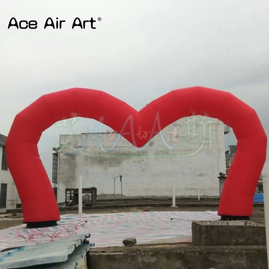 Free standing inflatable heart shaped arch with 2 pcs 63cm diameter bases and fans for wedding/Valentine's Day decoration