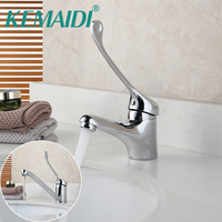 KEMAIDI Bathroom Basin Faucet Mixer Tap Deck Mounted Basin Sink Medical Hygiene Faucet Brass Long Handle Chrome Polished