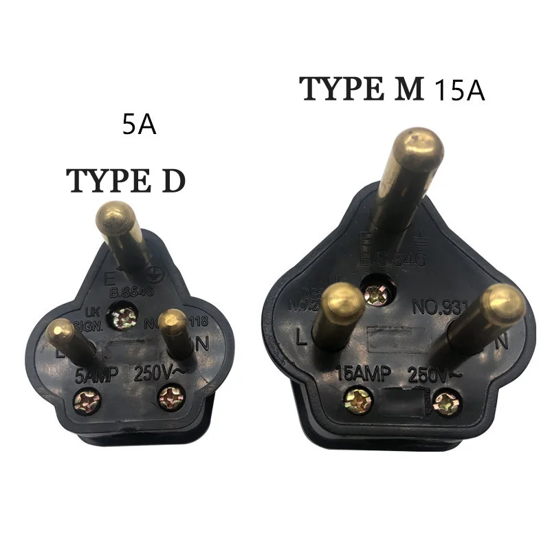 1 Stück 5A 15A Indien Südafrika Verdrahtungs-Stromkabelstecker BS546 Abnehmbarer Kabelverbinder Abziehbarer Stromstecker Typ M/D Weiß Schwarz – Detail 1