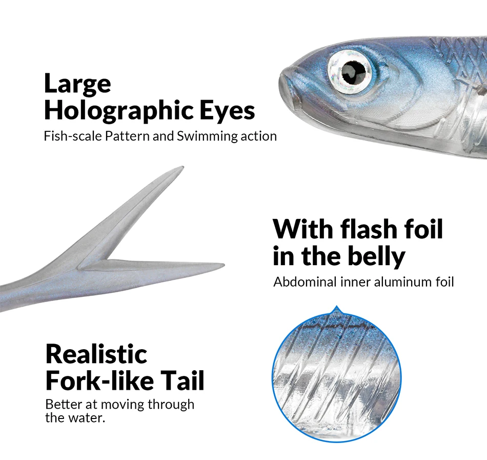 THKFISH 5/6 stücke Angeln Weiche Köder 100mm 75mm Weiche Kunststoff Angeln Lockt Silikon Künstliche Köder Swimbait für Bass Angeln – Detail 6