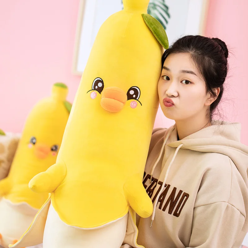 Kawaii Plush Fruits Duck Toy Cute Yellow Banana Stuffed Plush Plants Toys Banana Pillows For Home Bed Decor Baby Kids Gifts