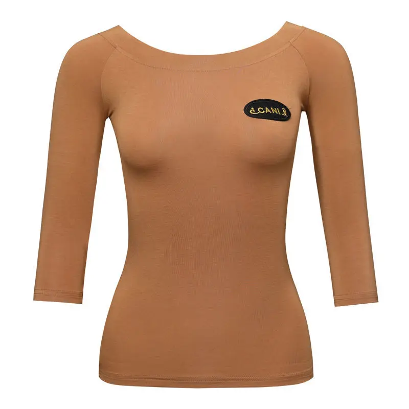 Vrouwelijke Volwassen Sexy Top Ronde Hals Latin Dance Prestaties Kleding Nationale Standaard Stijldansen Praktijk Kleding Overhemd Nieuwe