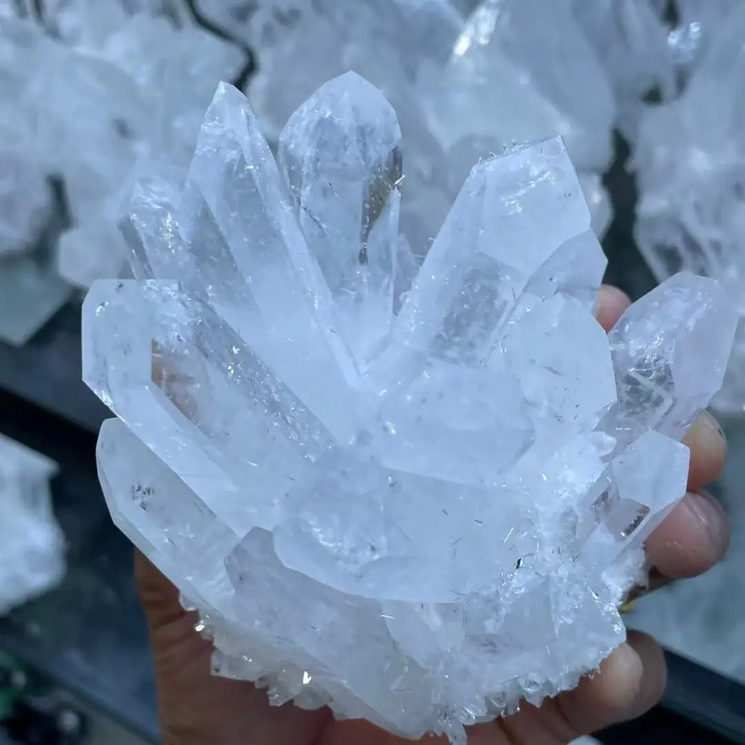 Natural white crystal clear quartz white crystal cluster nunatak decoration crystal column point