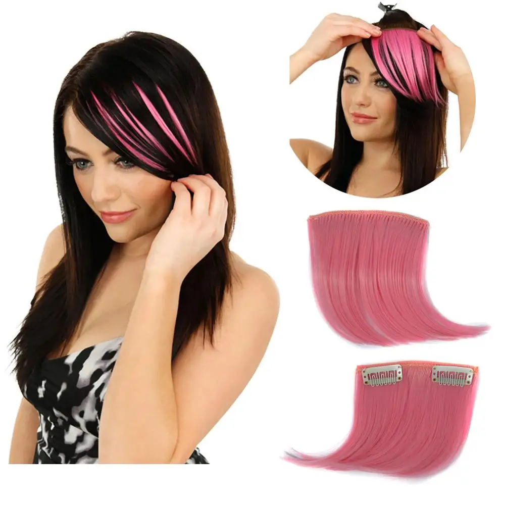 Clip on Hiar Bang Extension Pressy Girls Clip in Front Hairpiece Synthetic Heat Resistant Short Fringe Fake Bangs