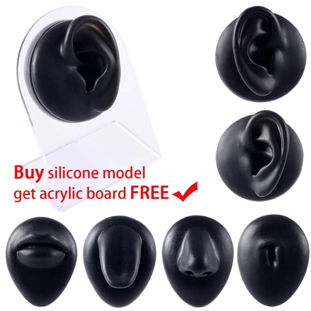 6PCS Soft Silicone Black Ear Mouth Eye Tongue Navel Model Display Puncture display simulation for jewelry display teaching tool