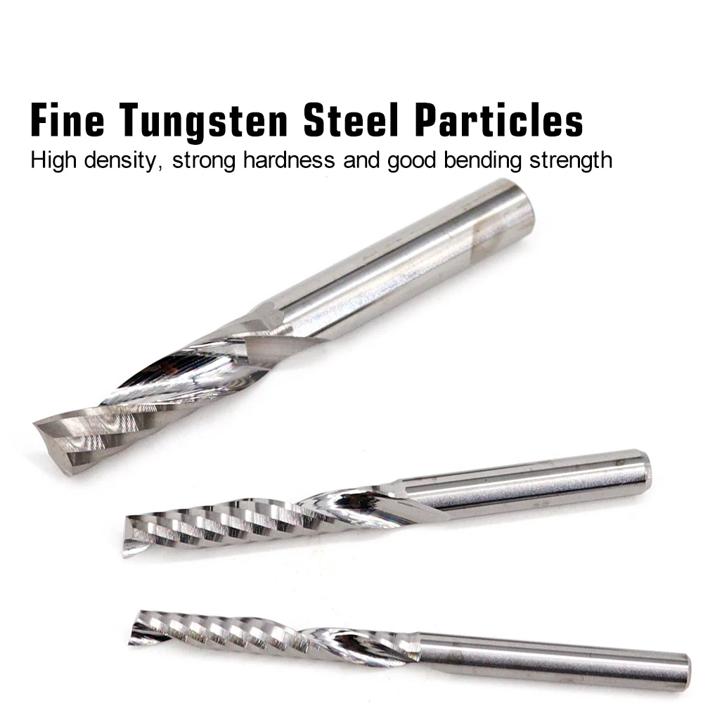 VACK 5A CNC Router Bit Engraving Cutter Carbide Spiral End Mill 3.175 /4/6 Shank Single Flute Millings For Woodworking Aluminum