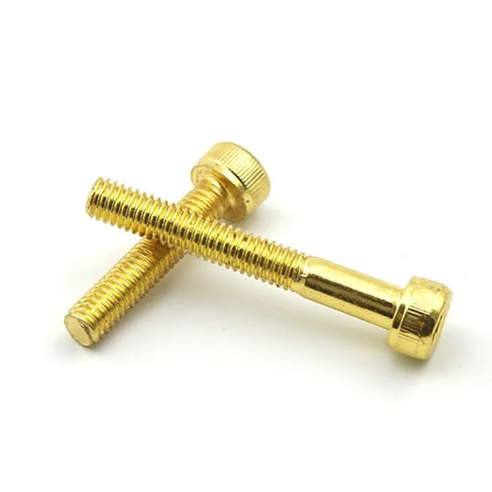 20pcs M2 M2.5 M3 M4 M5 Allen Screw Hex Socket Knurled Cap Cup Head Screw Titanium Gold Plated Bolts Length 4-55mm